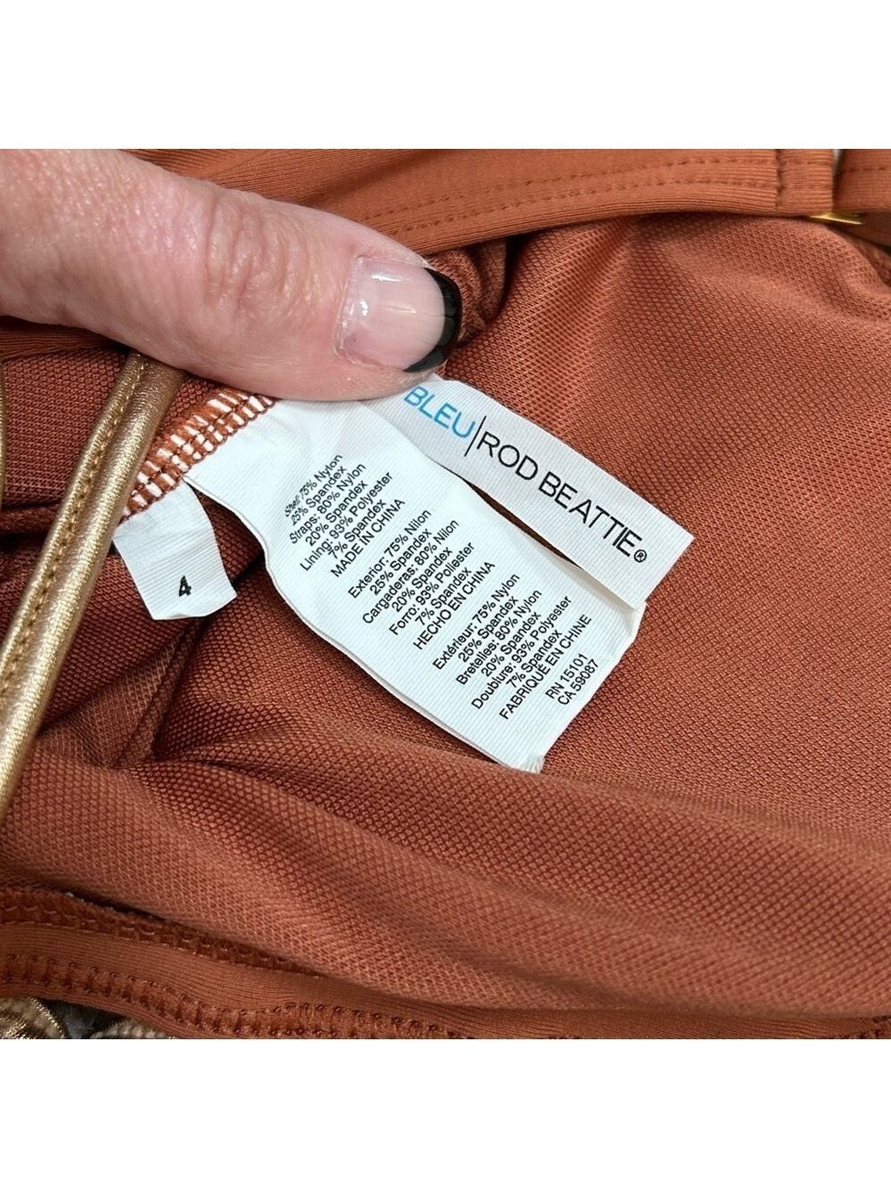 Bleu Rod Beattie One Piece Swimsuit Brown Gold Size 4 - Picture 14 of 14